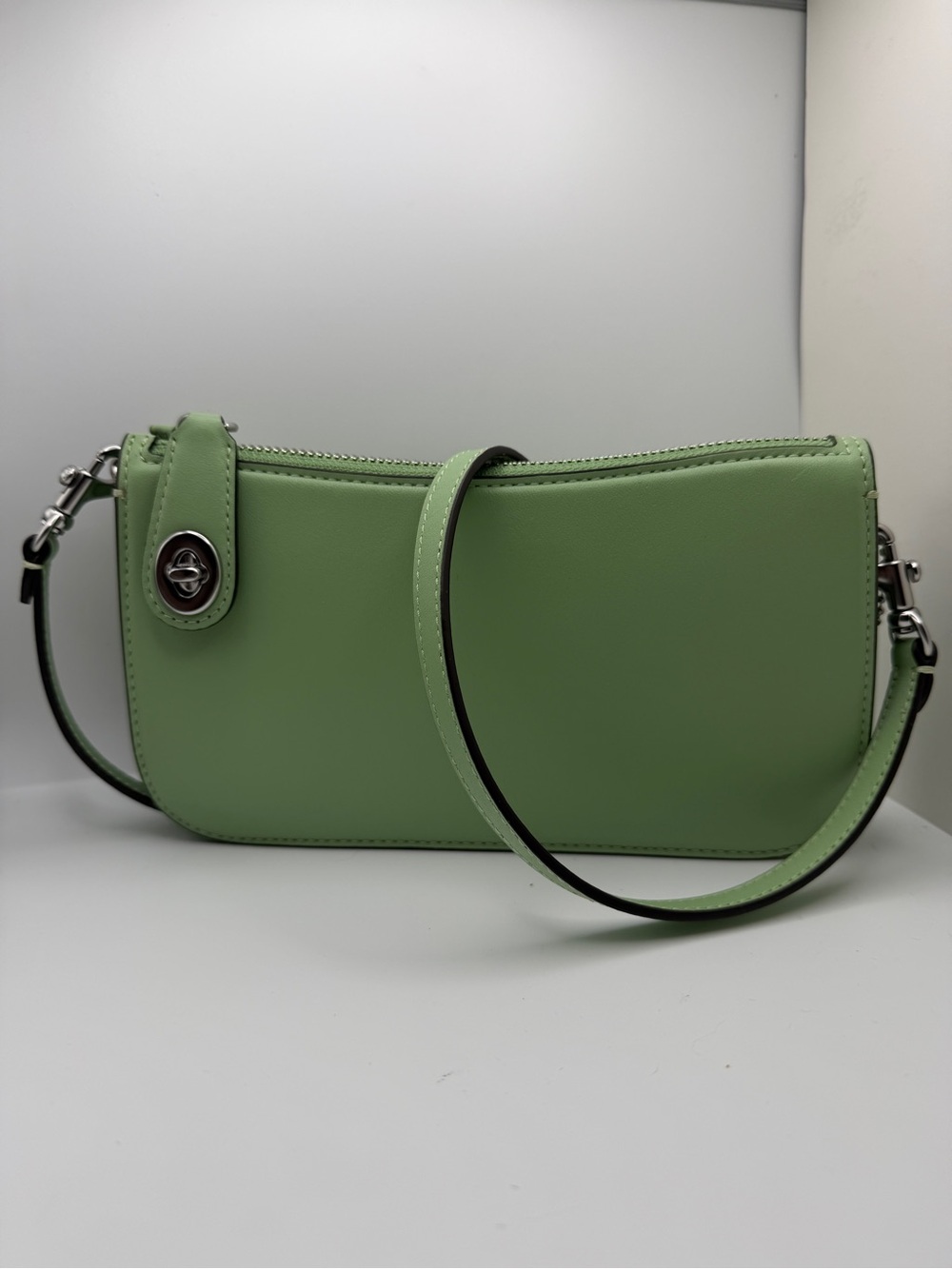 Coach Penn Shoulder Bag (style CM581) in [pale pistachio] smooth leather.